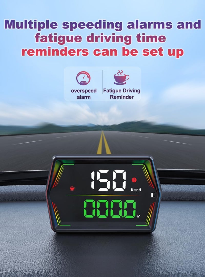 Docbraces HUD Heads Up Display for Cars 2025 New Universal Digital GPS Speedometer LED Display with MPH Speed Compass Overspeed Alarm Fatigued Driving Alert,USB Cable Plug and Play for All Vehicle - Image 5